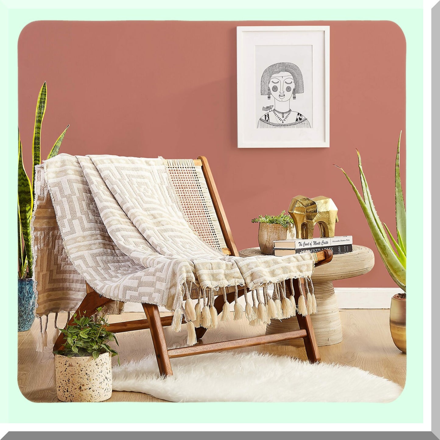 HypnoCozy Taupe Fringed Throw Blanket - 50x60"