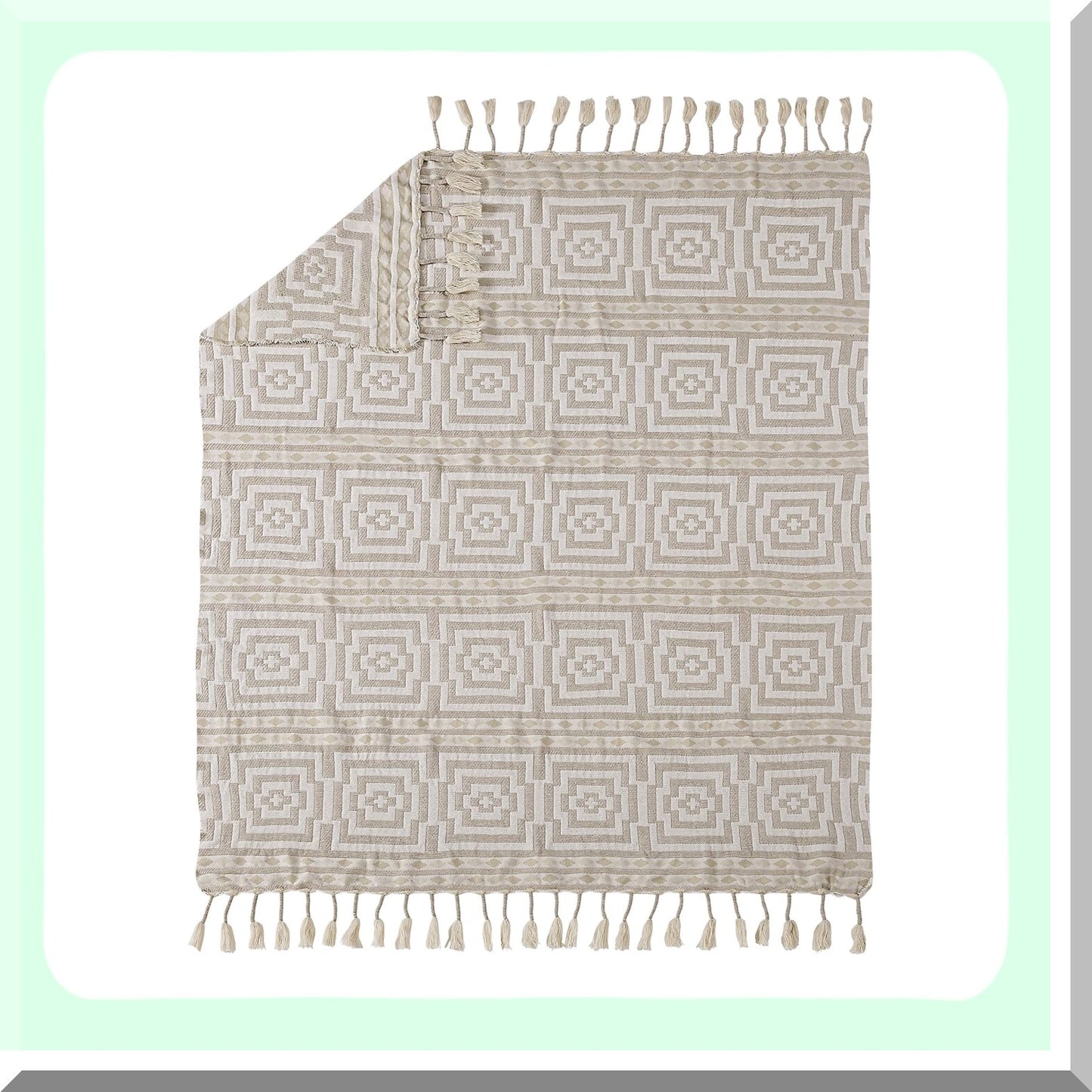 HypnoCozy Taupe Fringed Throw Blanket - 50x60"