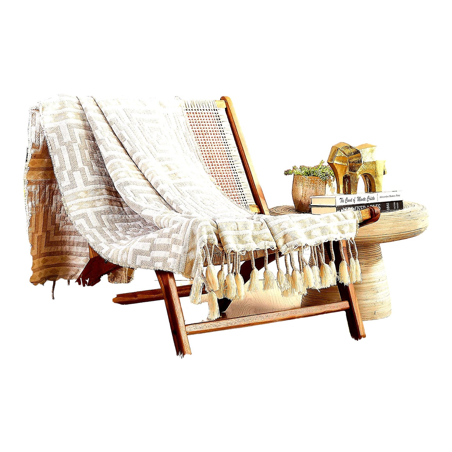 HypnoCozy Taupe Fringed Throw Blanket - 50x60"