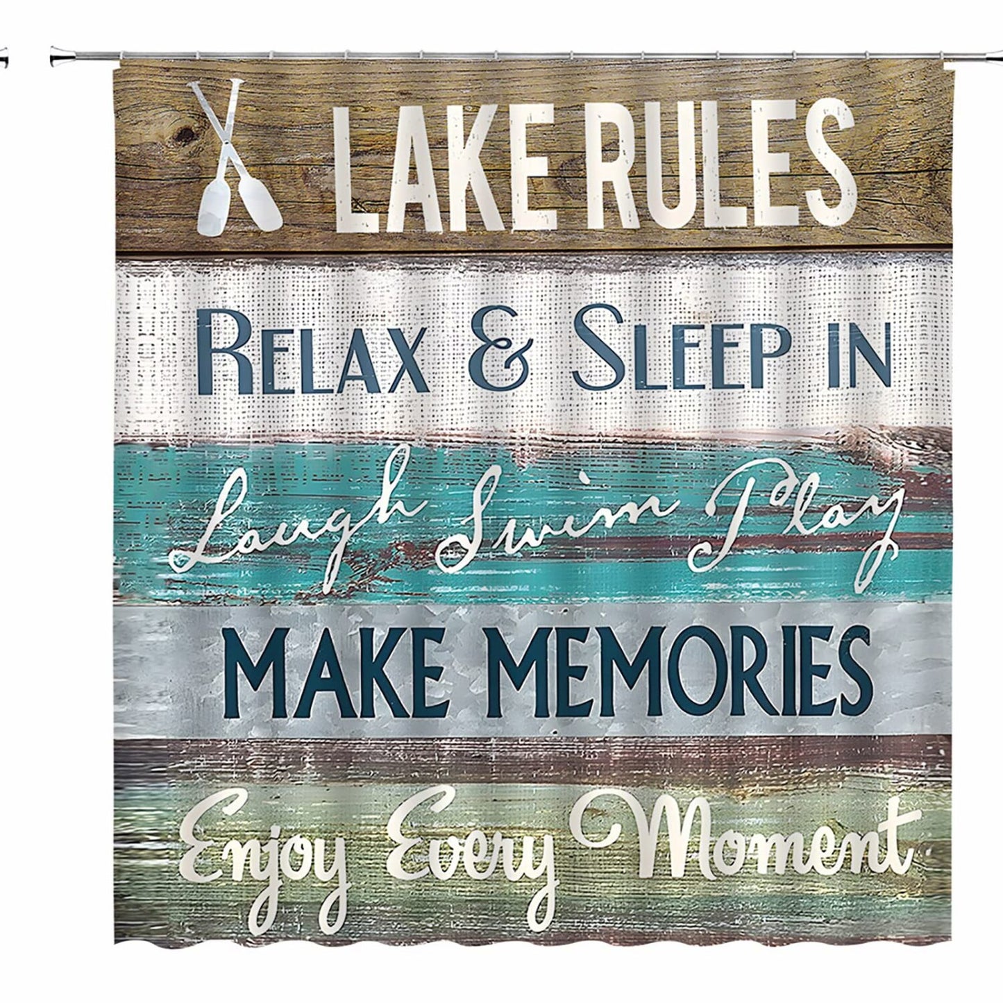 Rustic Lake Rules Shower Curtain