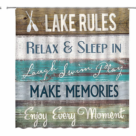 Rustic Lake Rules Shower Curtain