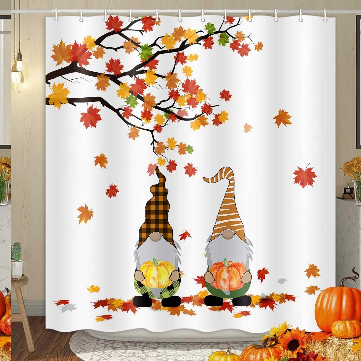 Fall Pumpkin Gnome Shower Curtain 69x70 Inches