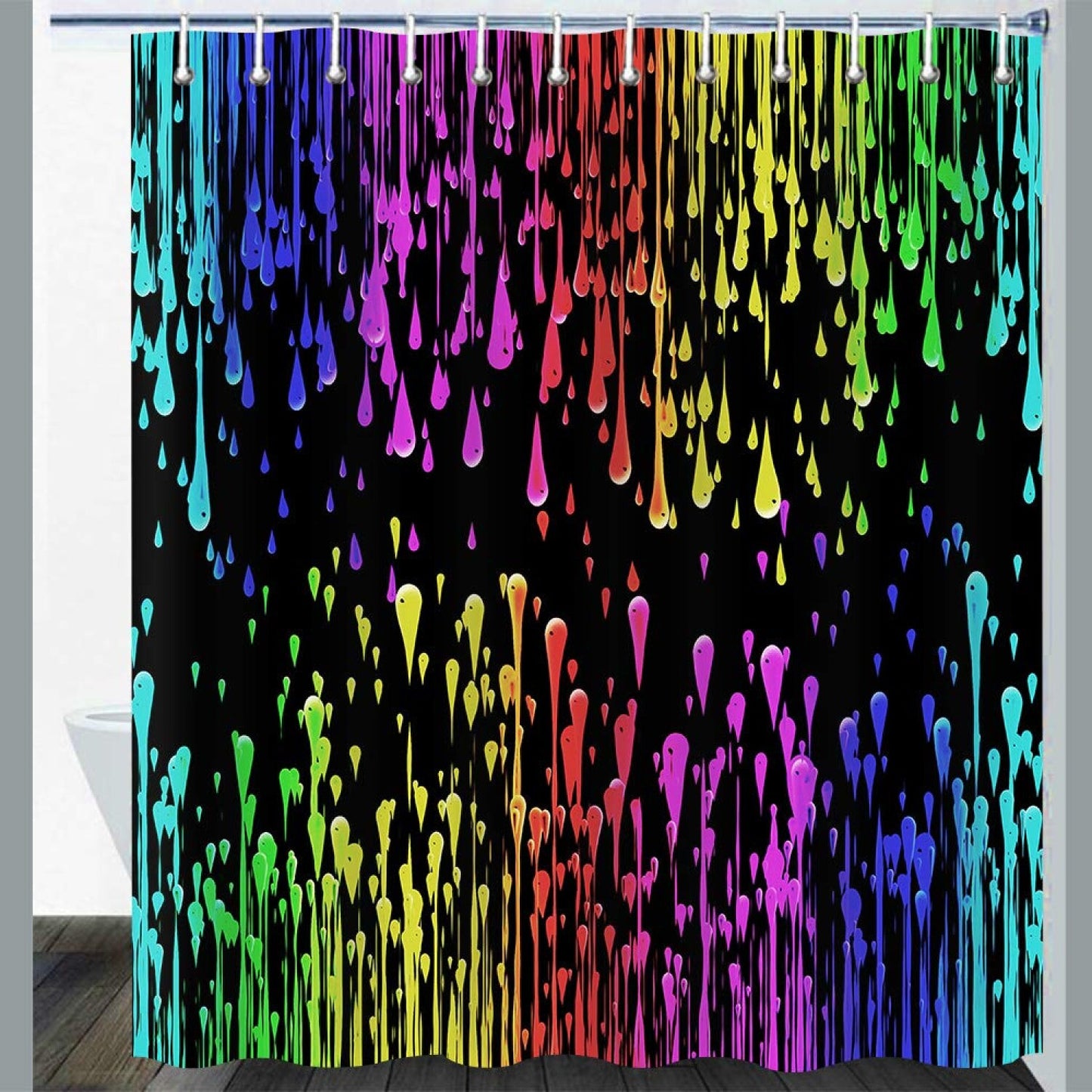 Splatter Shower Curtain Neon Ink Splash 72x72In