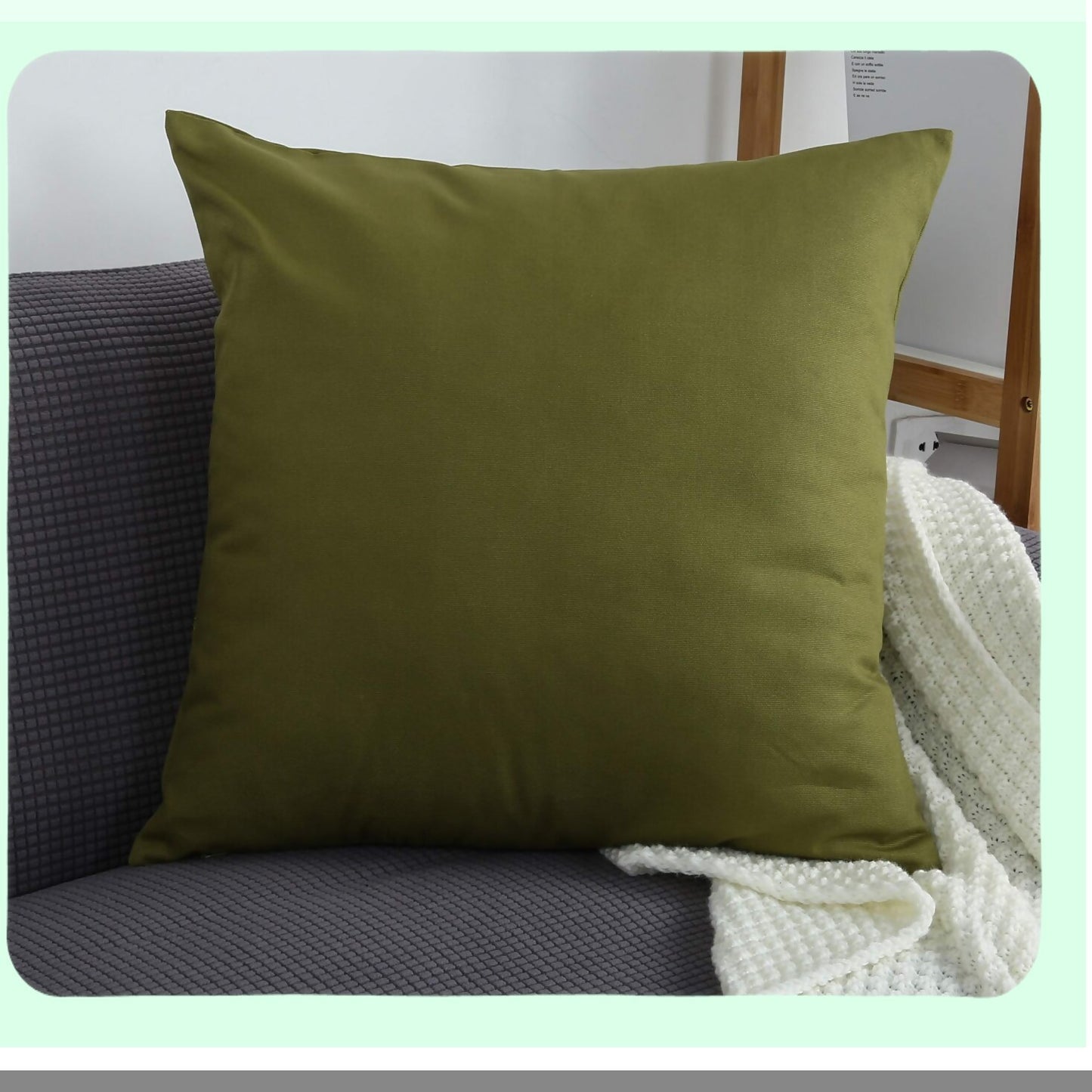 Canvas Cotton Decorative Pillow Covers Set - 100% Solid Cushion Covers in Olive Green - 16"x16" - 45 Colors Available - 2 Pieces"