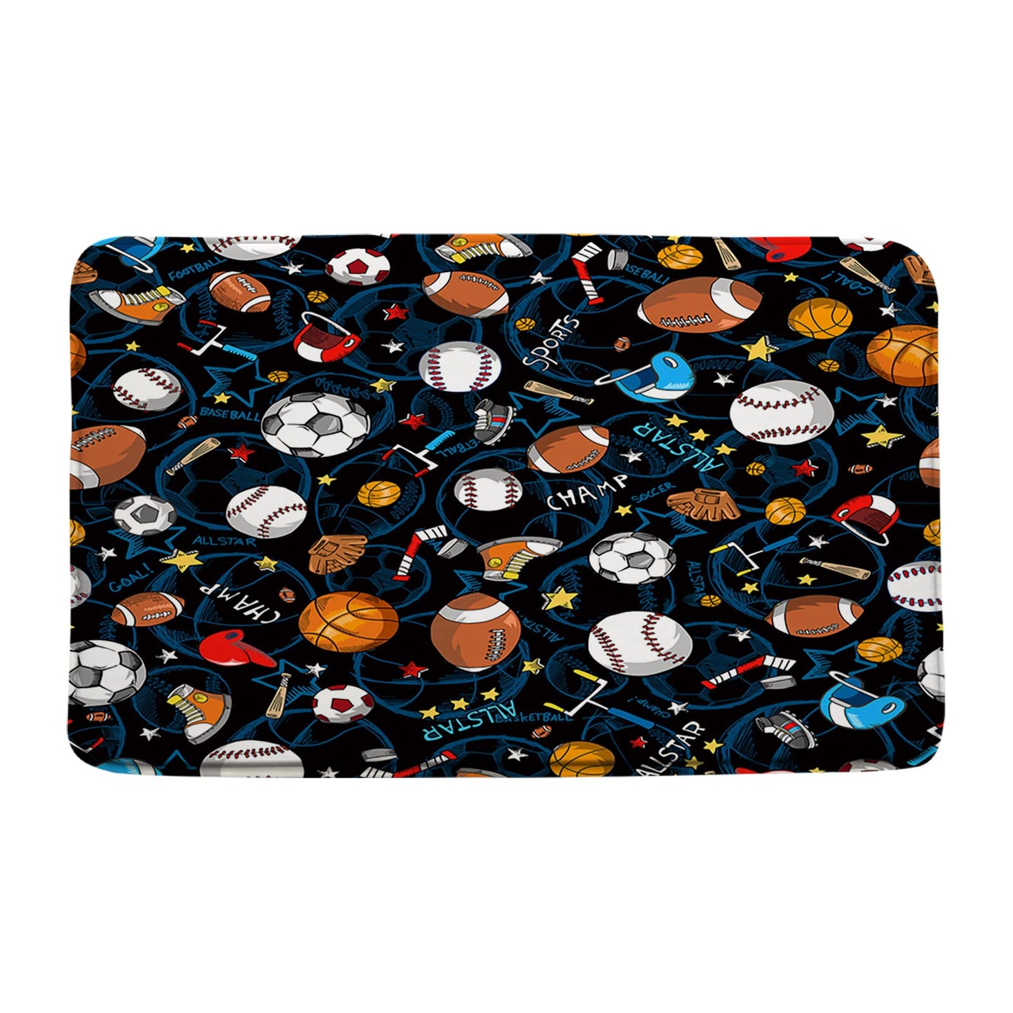 Sport Bath Mat Boys Sports Navy Blue 50x70cm