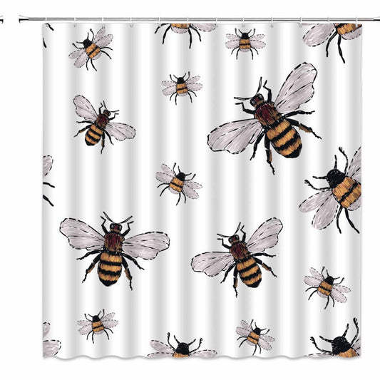 Bees Watercolor Shower Curtain 70x70 inches