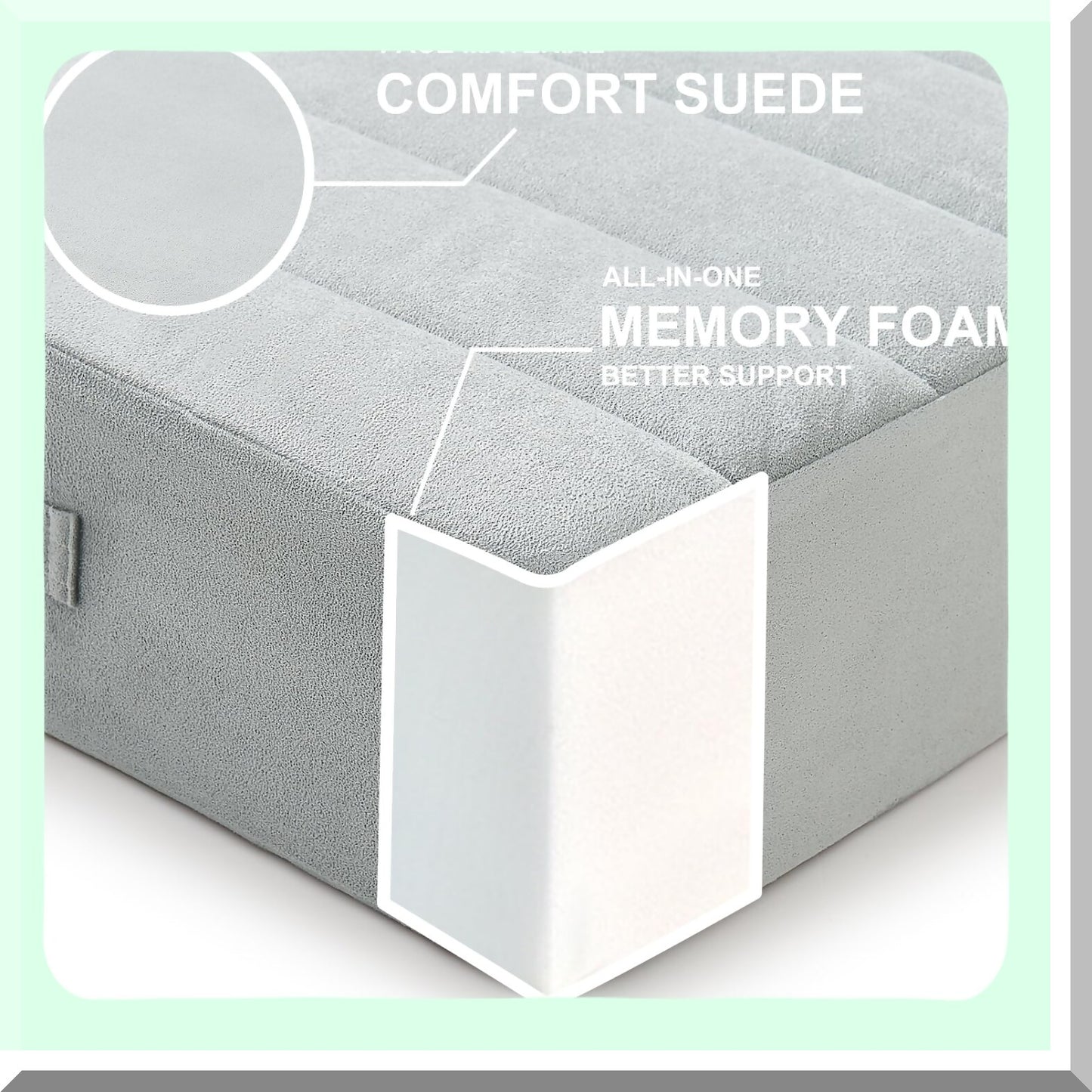 Premium Comfort Floor Cushion - Large 22" Meditation Pillow for Adults, Thick Foam Seat with Soft Tufted Cover. Ideal for Yoga, Outdoor Sitting. Light Gray Square Cushion.