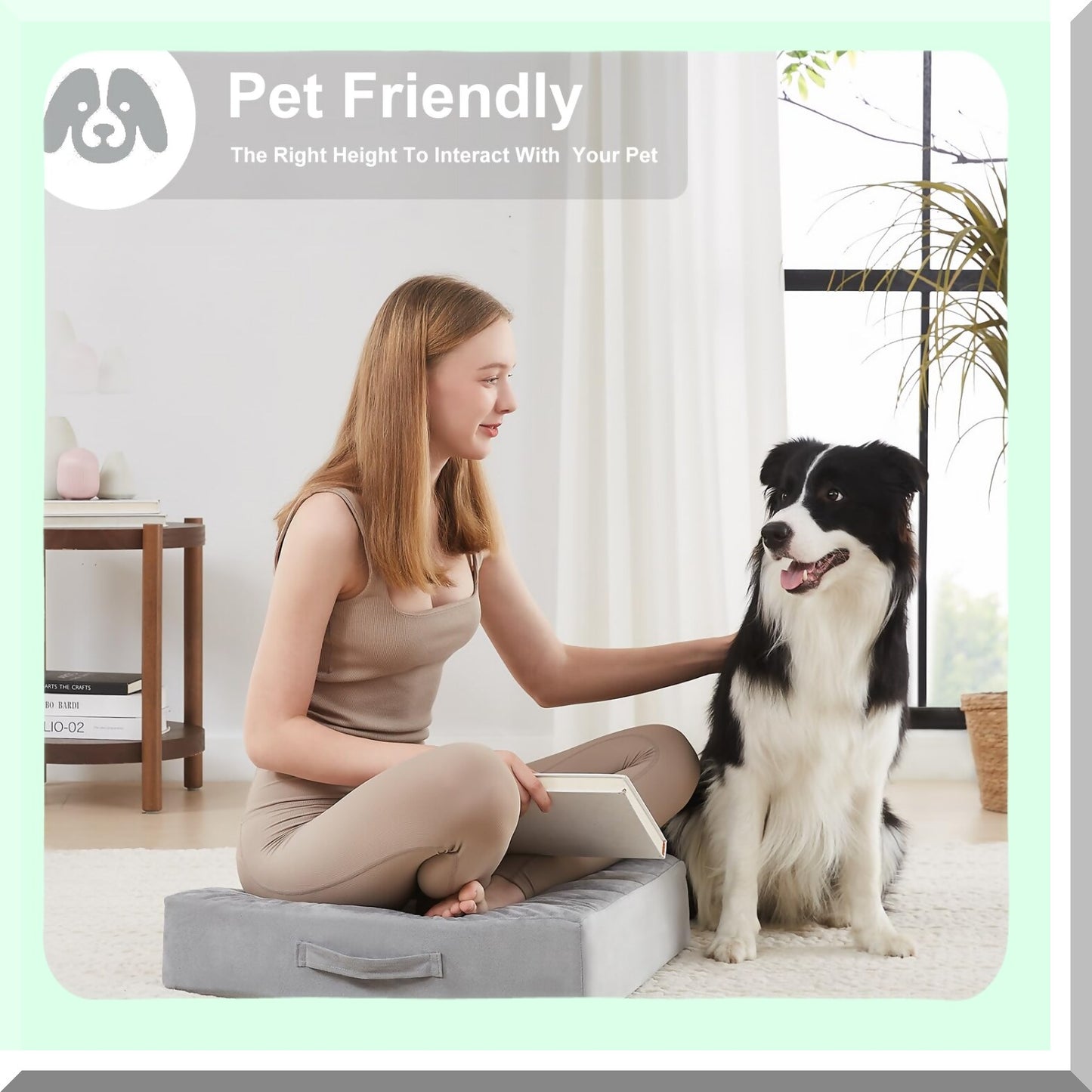 Premium Comfort Floor Cushion - Large 22" Meditation Pillow for Adults, Thick Foam Seat with Soft Tufted Cover. Ideal for Yoga, Outdoor Sitting. Light Gray Square Cushion.