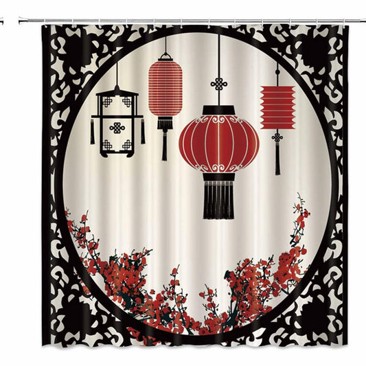 Asian Chinese Style Shower Curtain 70x70 Inches