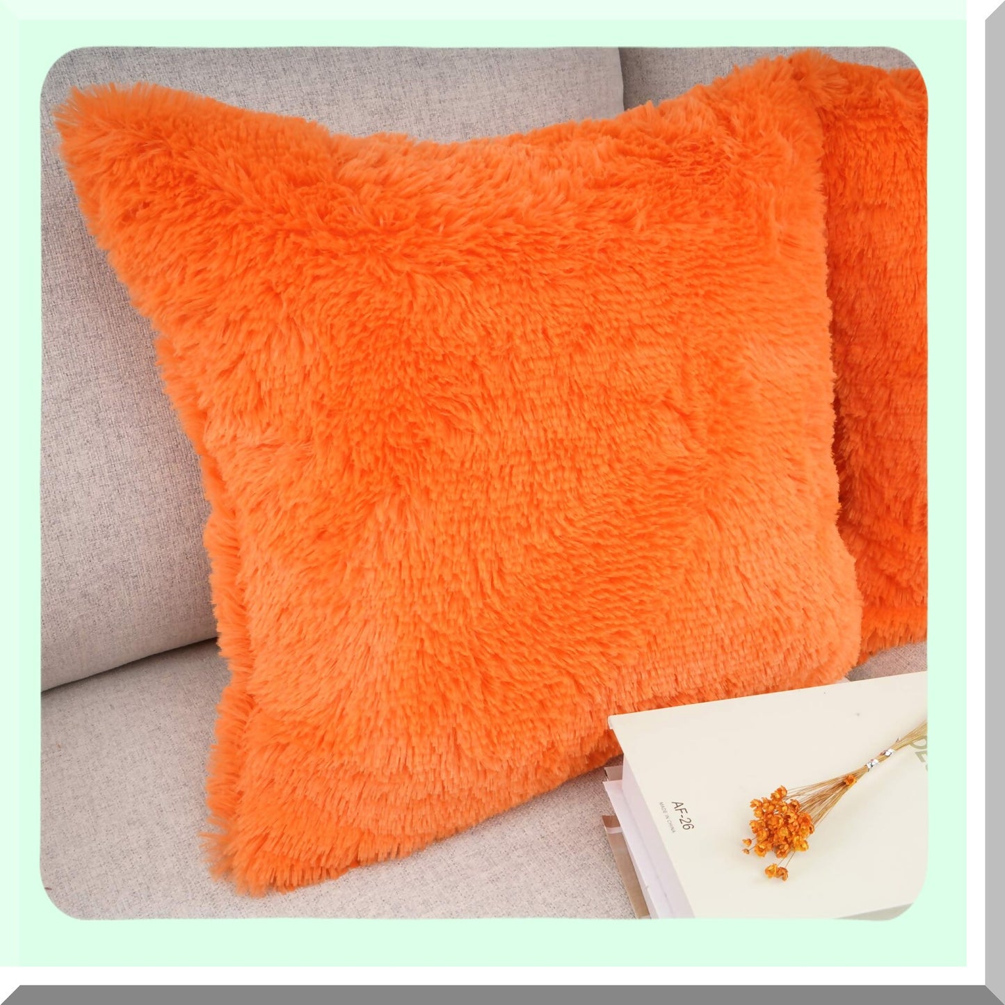 Luxury Merino Orange Pillowcase Set - 2 Pack Decorative Cushion Covers 18" x 18" - Soft Throw Pillow Cases for Home Decor - Stylish Accent Pillows