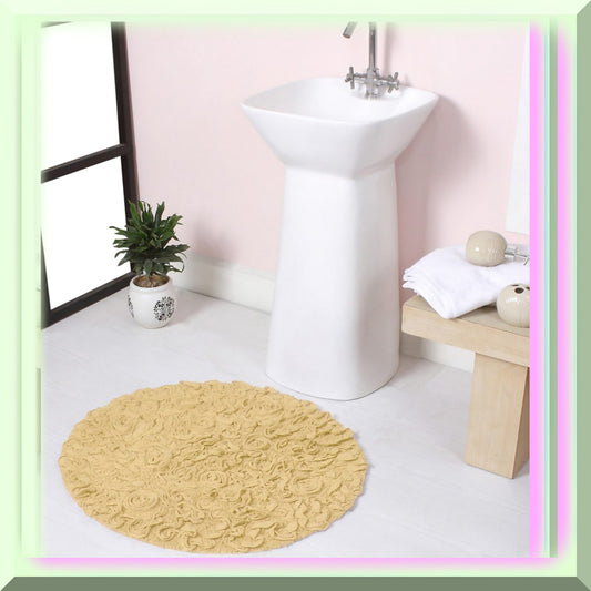 22" Round Cotton Tufted Bath Rug Yellow