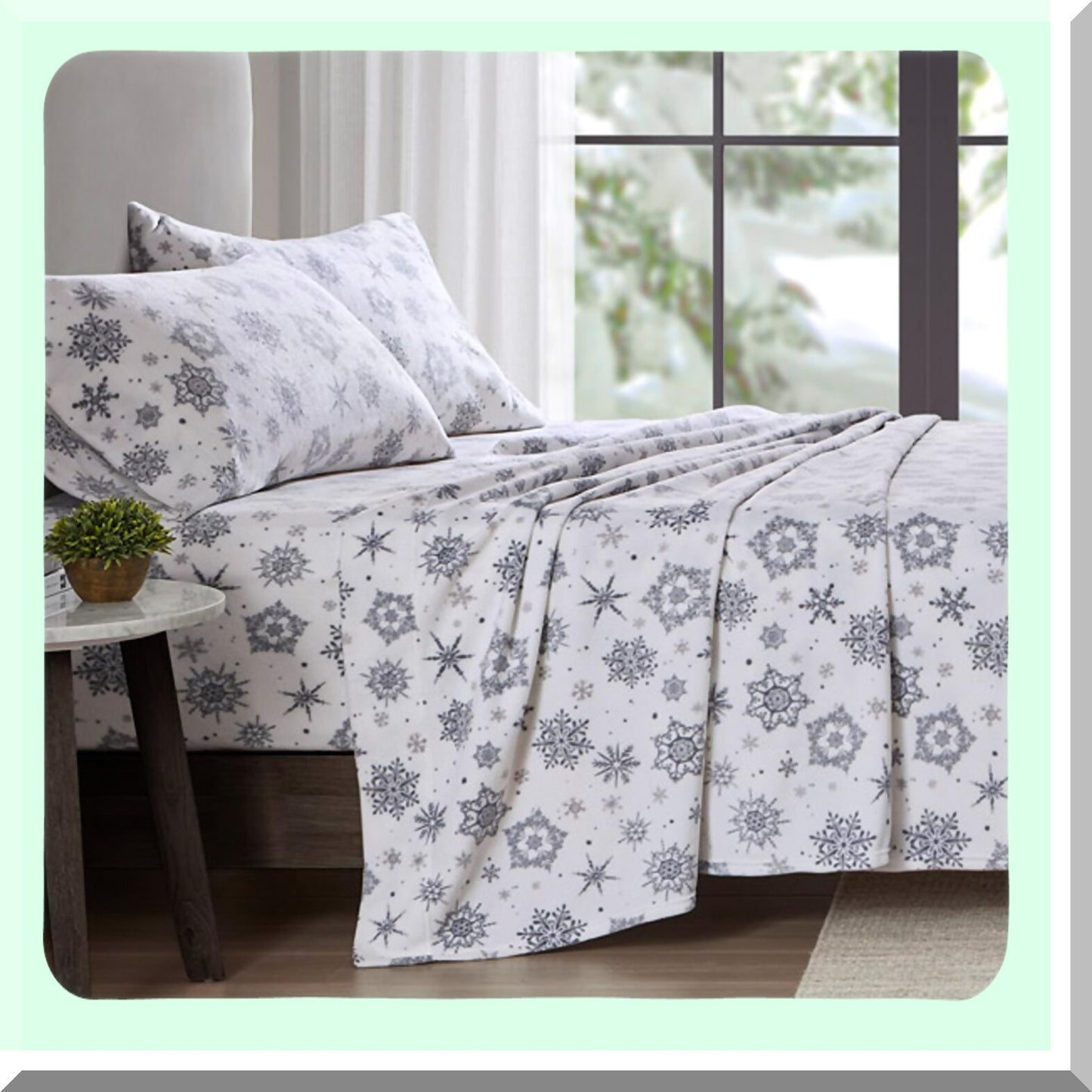 WinterDreams Plush Fleece Sheet Set - Twin Size - Deep Pocket Fitted Sheets - Snowflake Boho Design - Cozy Bedding for Cold Nights - 3 Piece Set