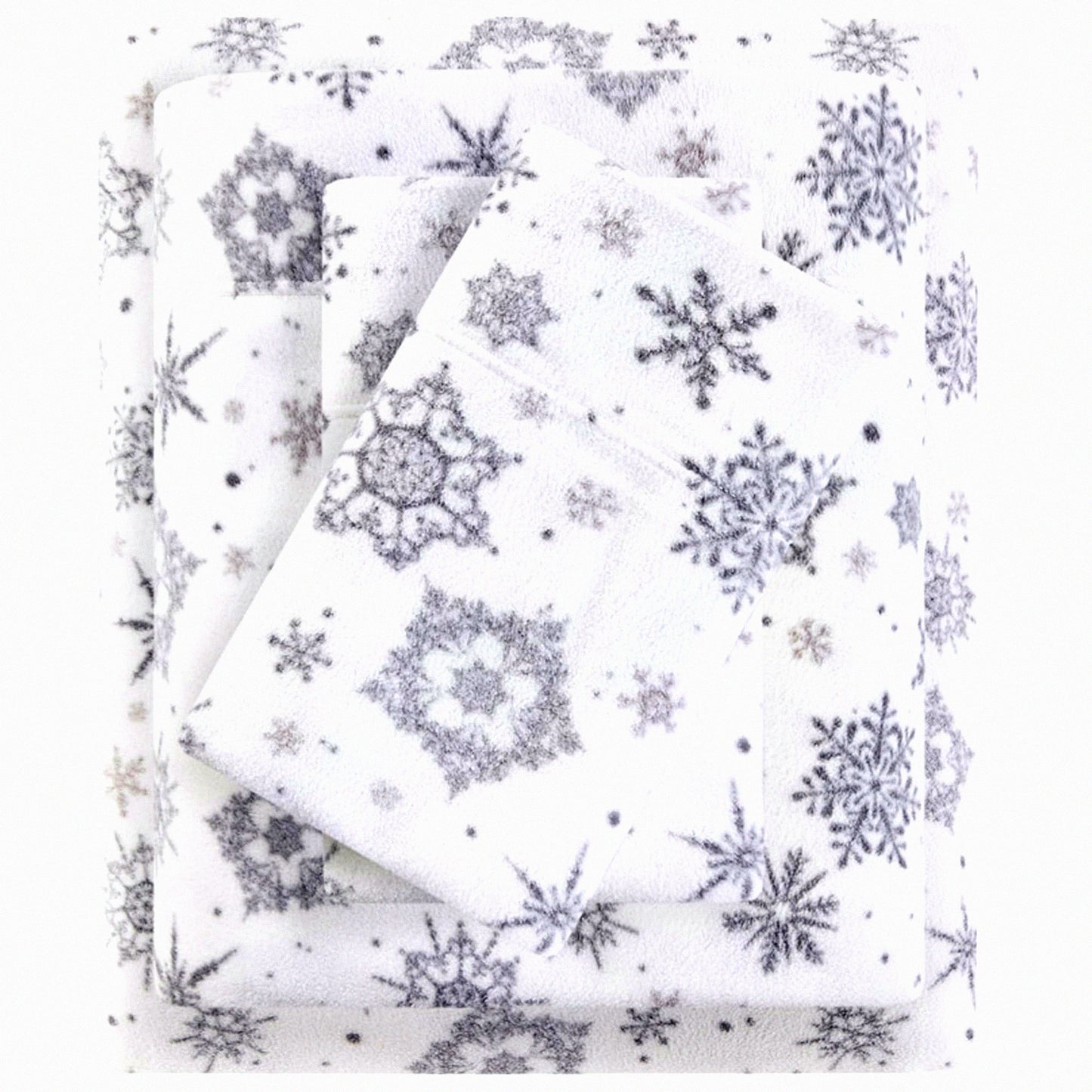 WinterDreams Plush Fleece Sheet Set - Twin Size - Deep Pocket Fitted Sheets - Snowflake Boho Design - Cozy Bedding for Cold Nights - 3 Piece Set