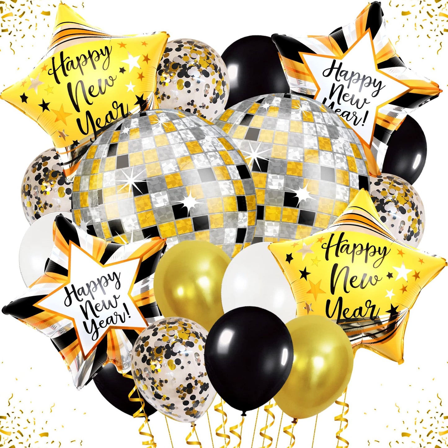 2024 New Year's Bash Balloon Bonanza - 38 Piece Set for New Year's Eve Party Decorations, Happy New Year Balloons for 2024 Celebrations