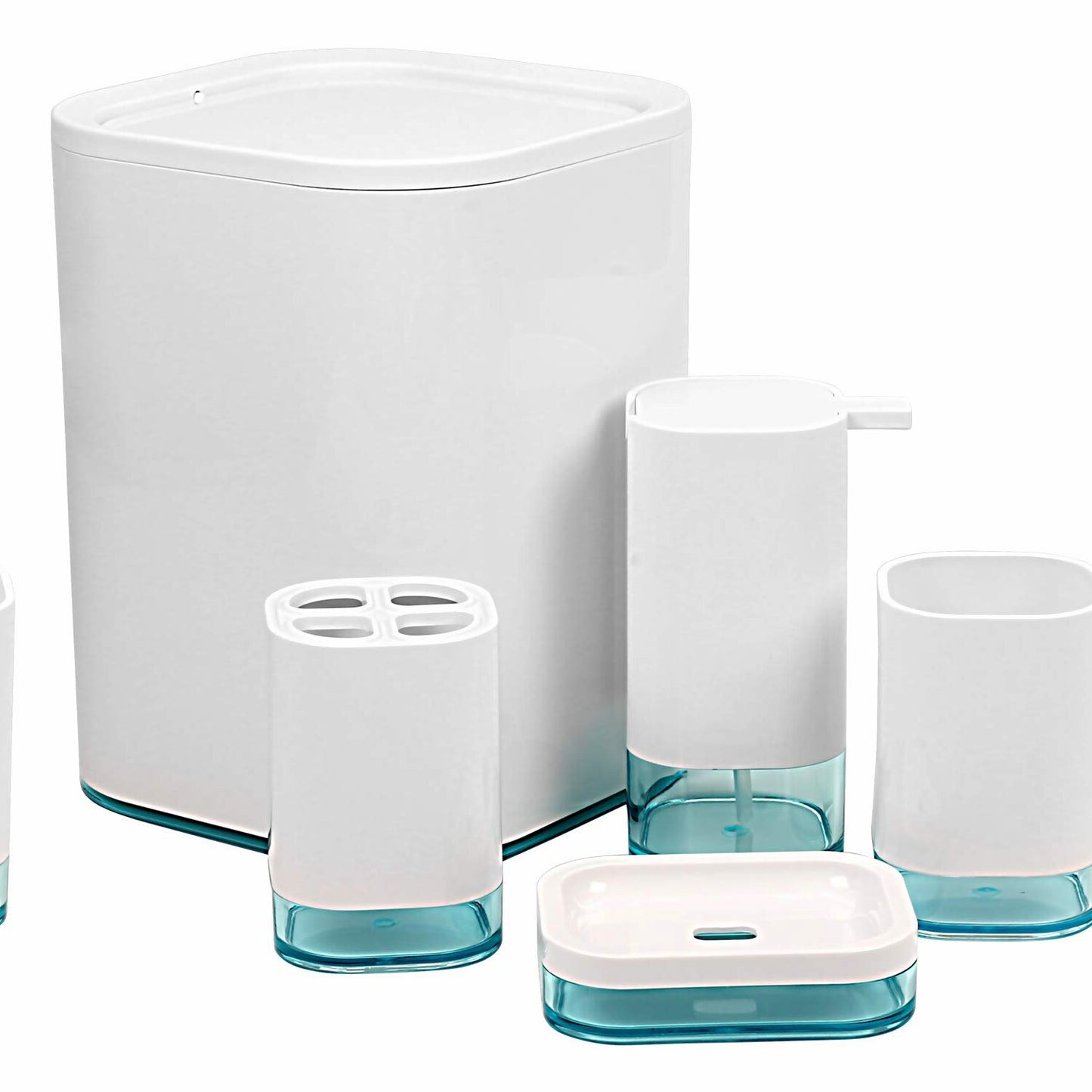 5-Piece Acrylic Bathroom Vanity Accessory Set with Trash Can