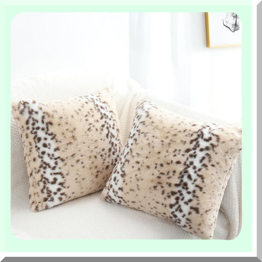 Safari Snow Leopard Plush Pillow Covers - Luxury Animal Print 20x20 Cushion Cover for Sofa Couch Decorative Jungle Throw Pillows