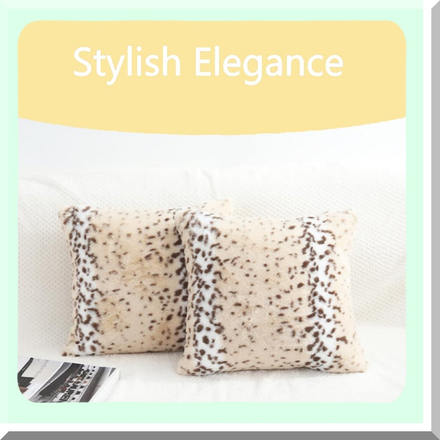 Safari Snow Leopard Plush Pillow Covers - Luxury Animal Print 20x20 Cushion Cover for Sofa Couch Decorative Jungle Throw Pillows