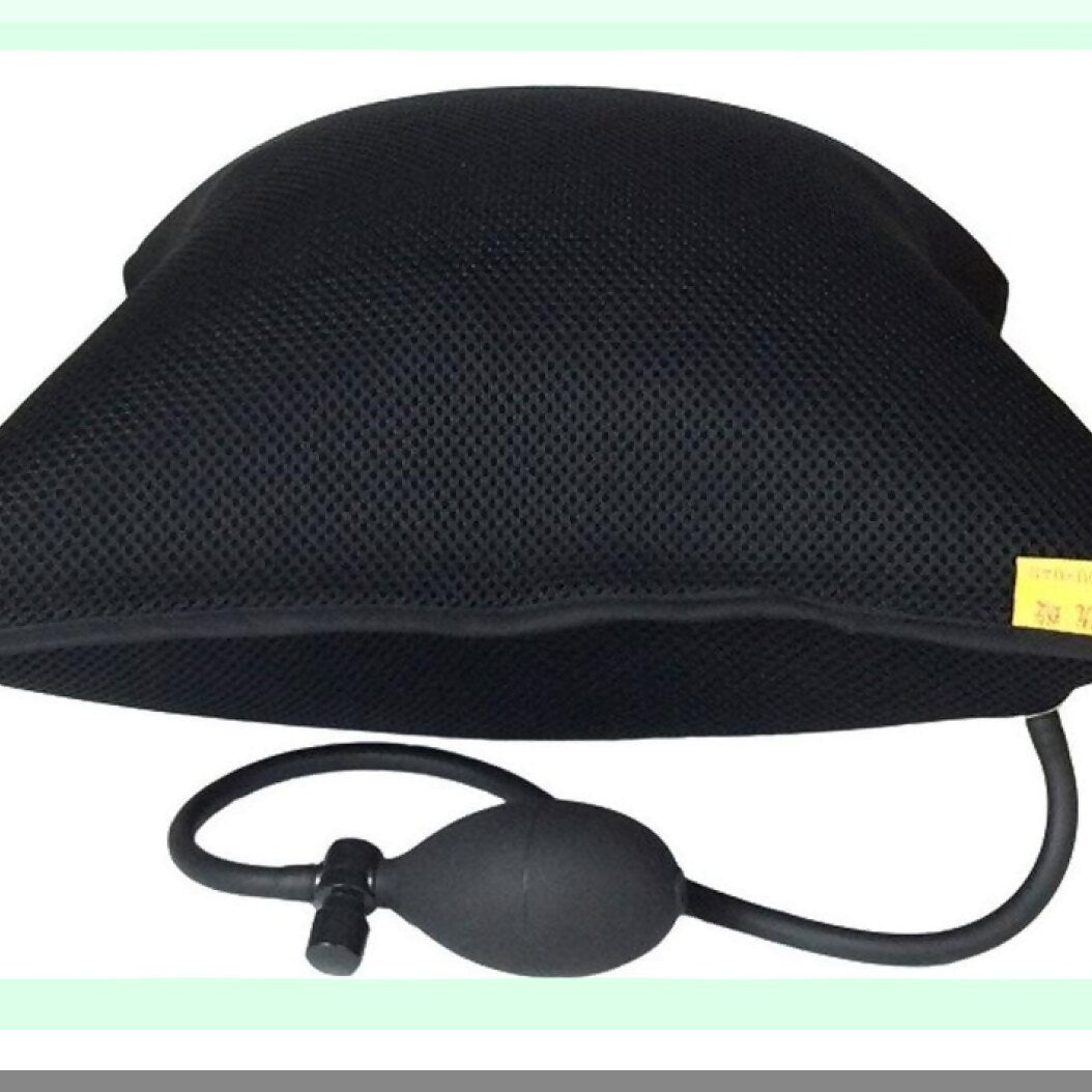 ErgoAir Lumbar Support Cushion - Inflatable Backrest Pillow with Pump for Car, Office Chair, Home, Travel, Camping - Portable & Comfortable - Black