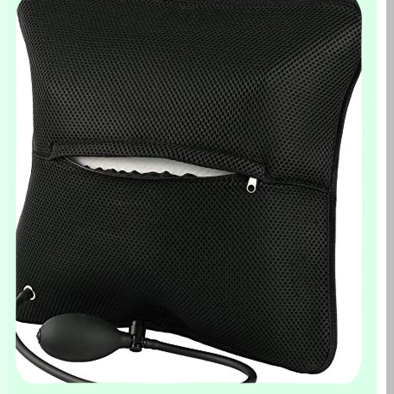 ErgoAir Lumbar Support Cushion - Inflatable Backrest Pillow with Pump for Car, Office Chair, Home, Travel, Camping - Portable & Comfortable - Black