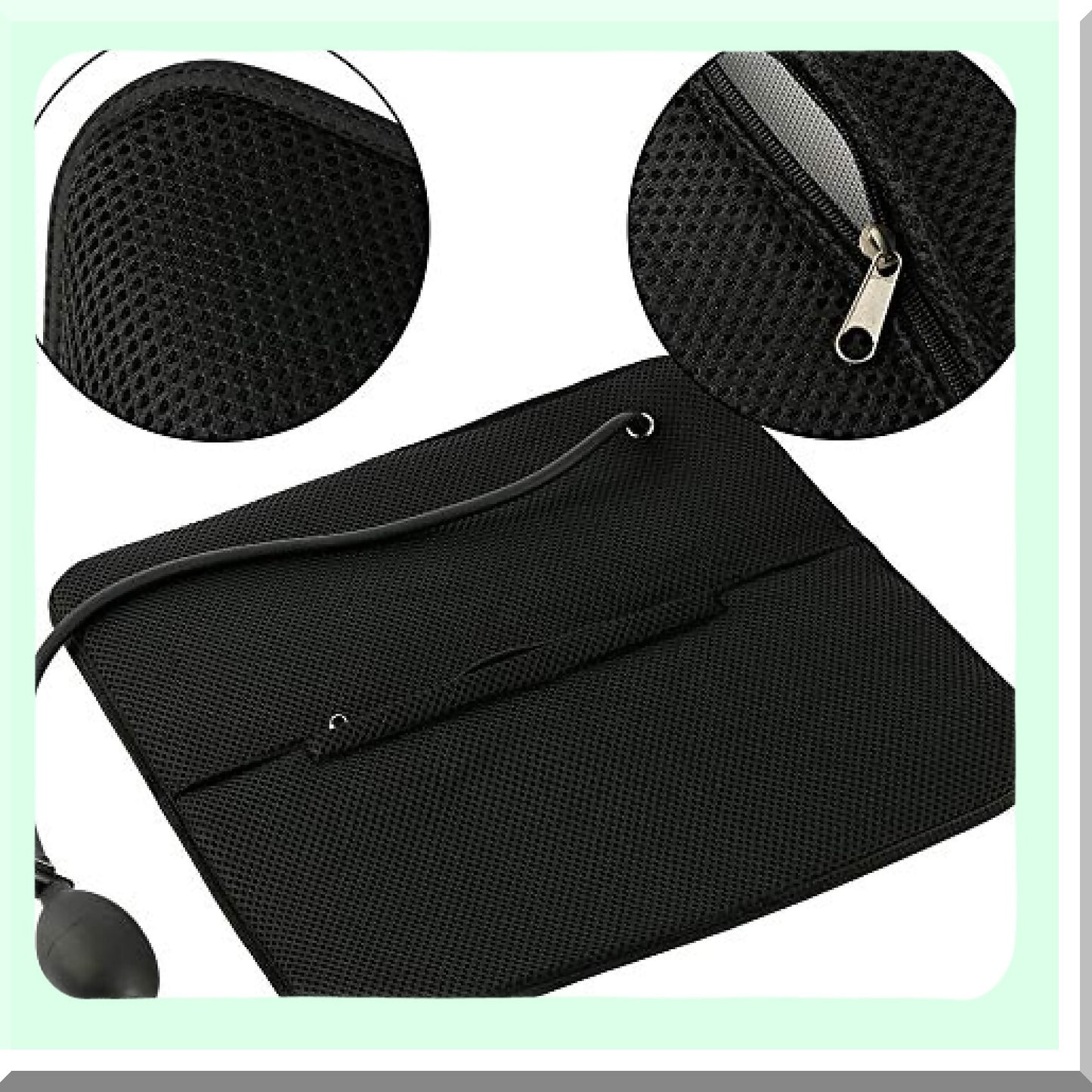 ErgoAir Lumbar Support Cushion - Inflatable Backrest Pillow with Pump for Car, Office Chair, Home, Travel, Camping - Portable & Comfortable - Black