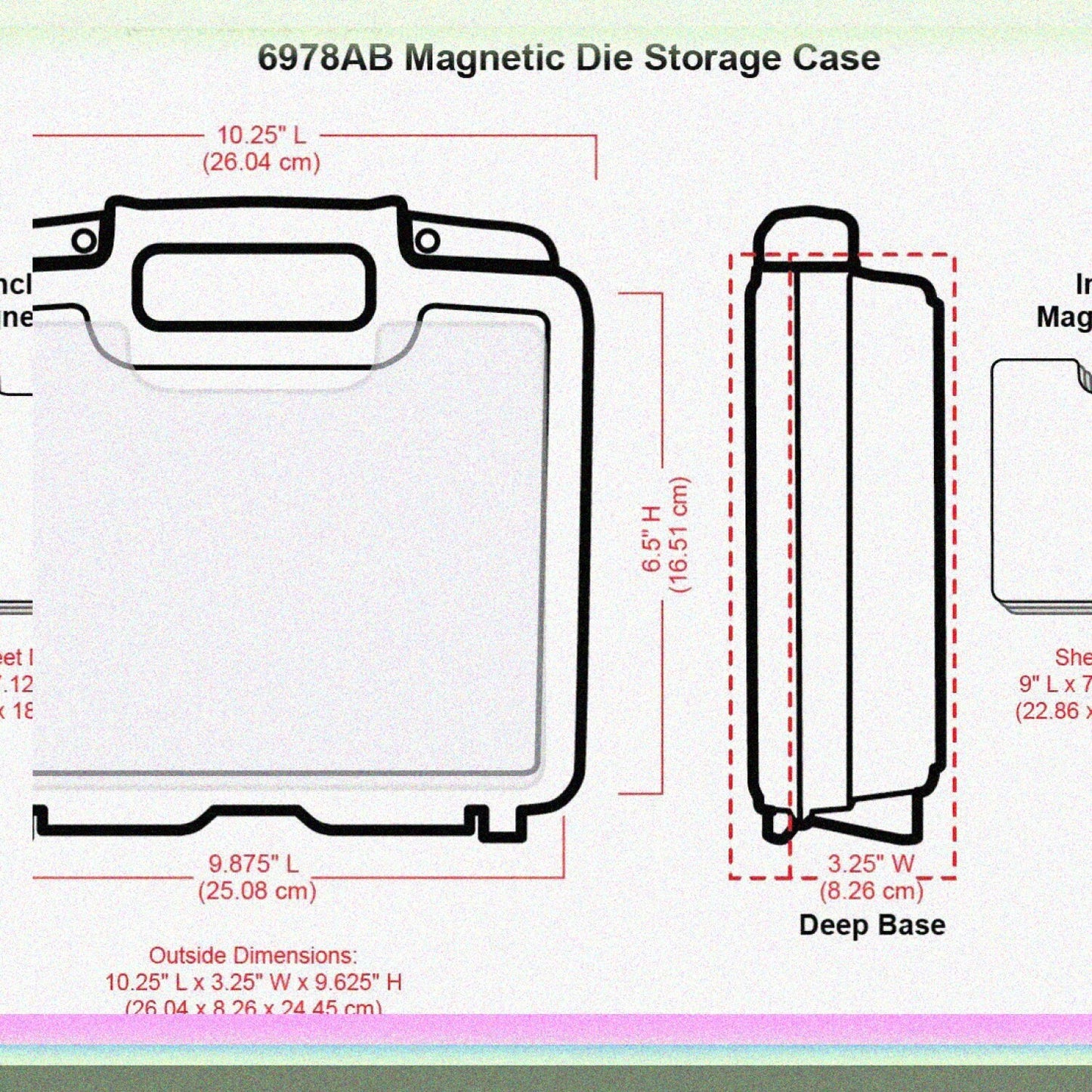 Magnetic Die Storage Case with 3 Sheets, Portable