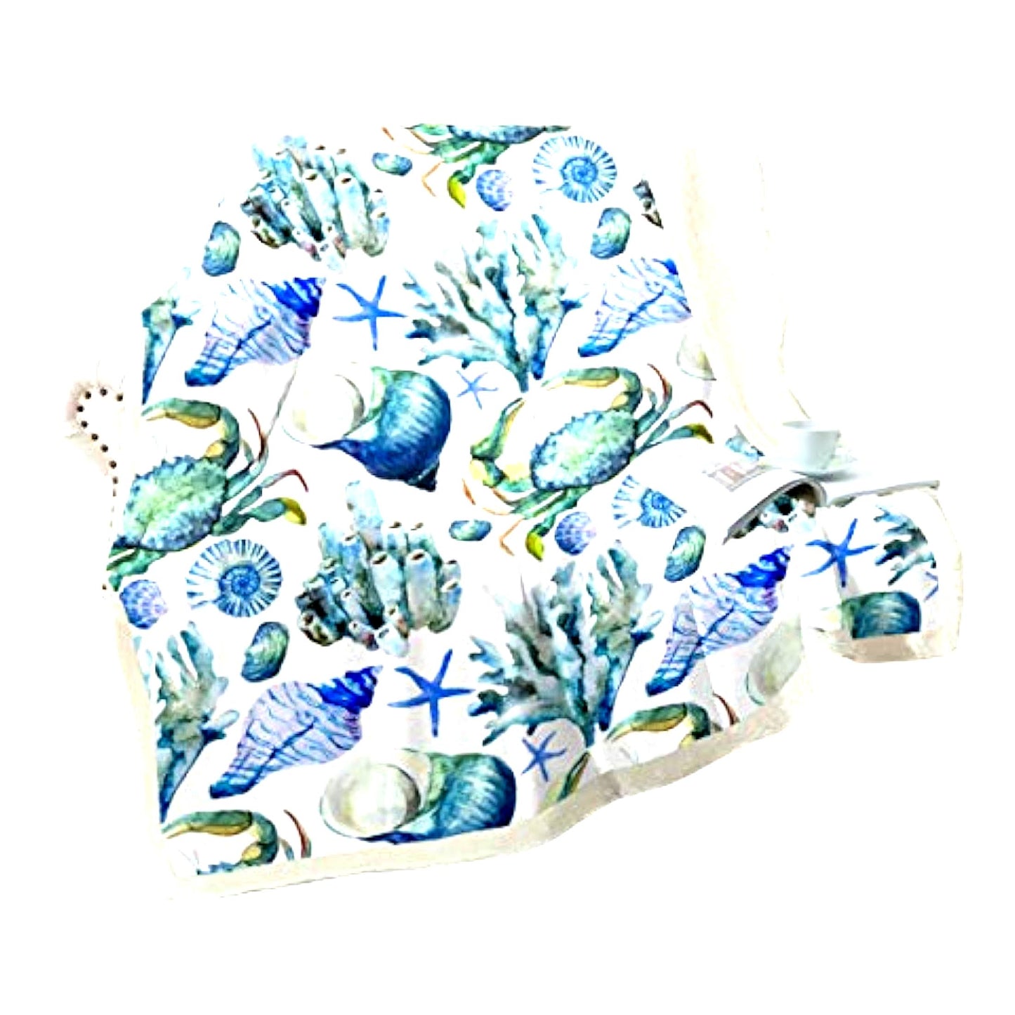 OceanDreams Ultra Soft Marine-Themed Sherpa Blanket - Starfish, Shell, Coral, Crab Print - Cozy Fleece Throw for Sofa, Couch, Bed - 30x40 Inch Baby Blanket