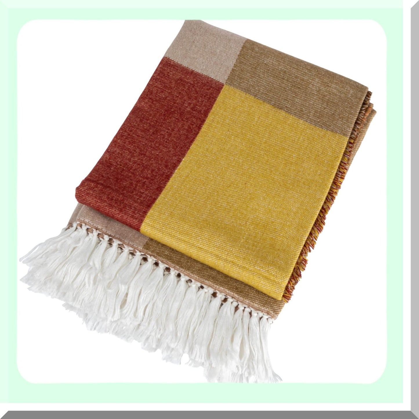 CozyBlock Cotton Blend Throw Blanket with Fringe - Multicolor Comfort