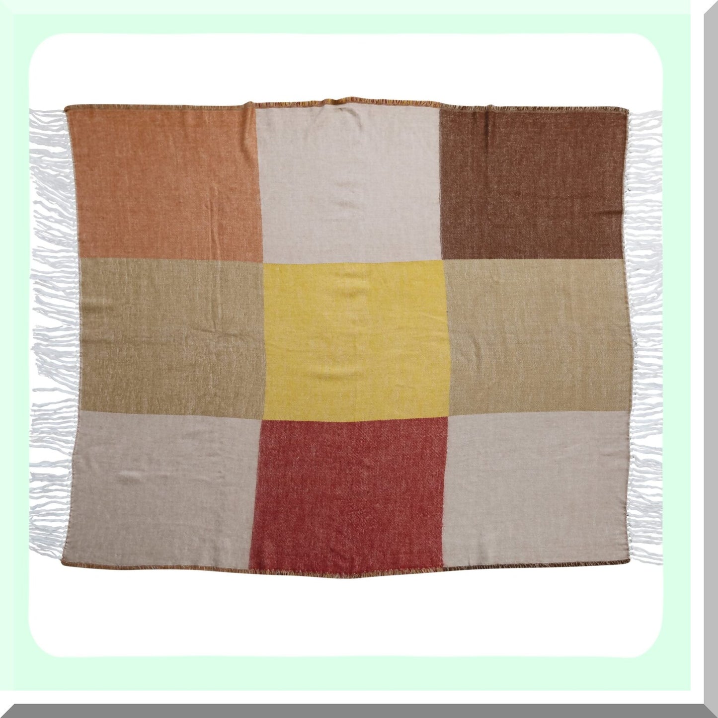 CozyBlock Cotton Blend Throw Blanket with Fringe - Multicolor Comfort