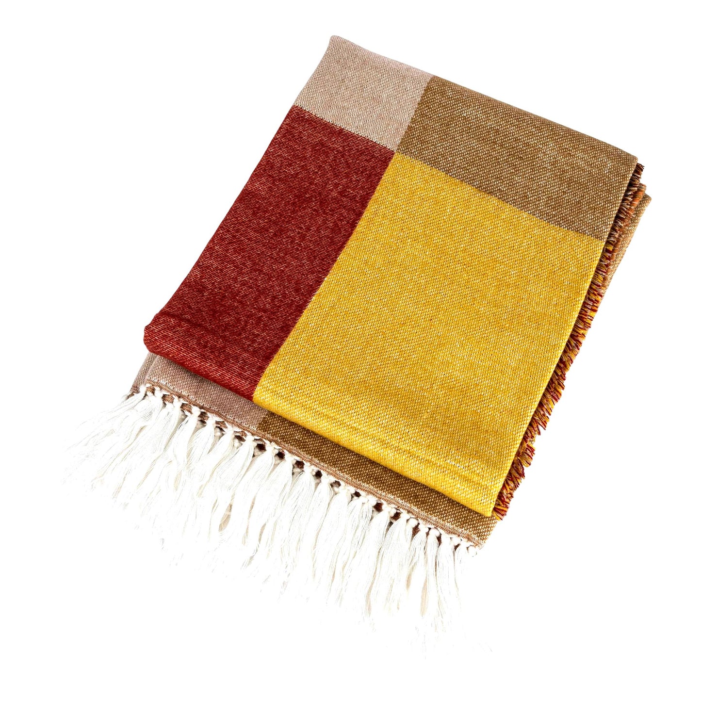 CozyBlock Cotton Blend Throw Blanket with Fringe - Multicolor Comfort