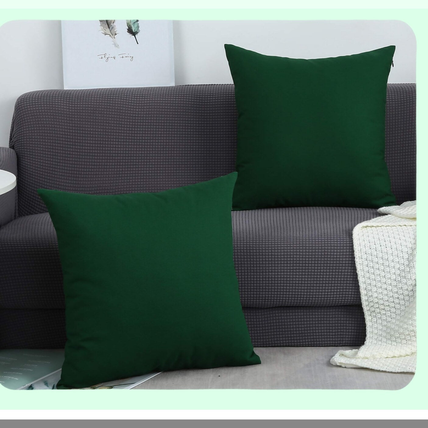 Deep Green Cotton Canvas Pillow Covers - Set of 2, 18x18 Decorative Cushion Covers in 45 Colors - Solid 100% Cotton, Pack of 1 - Home Decor Accents