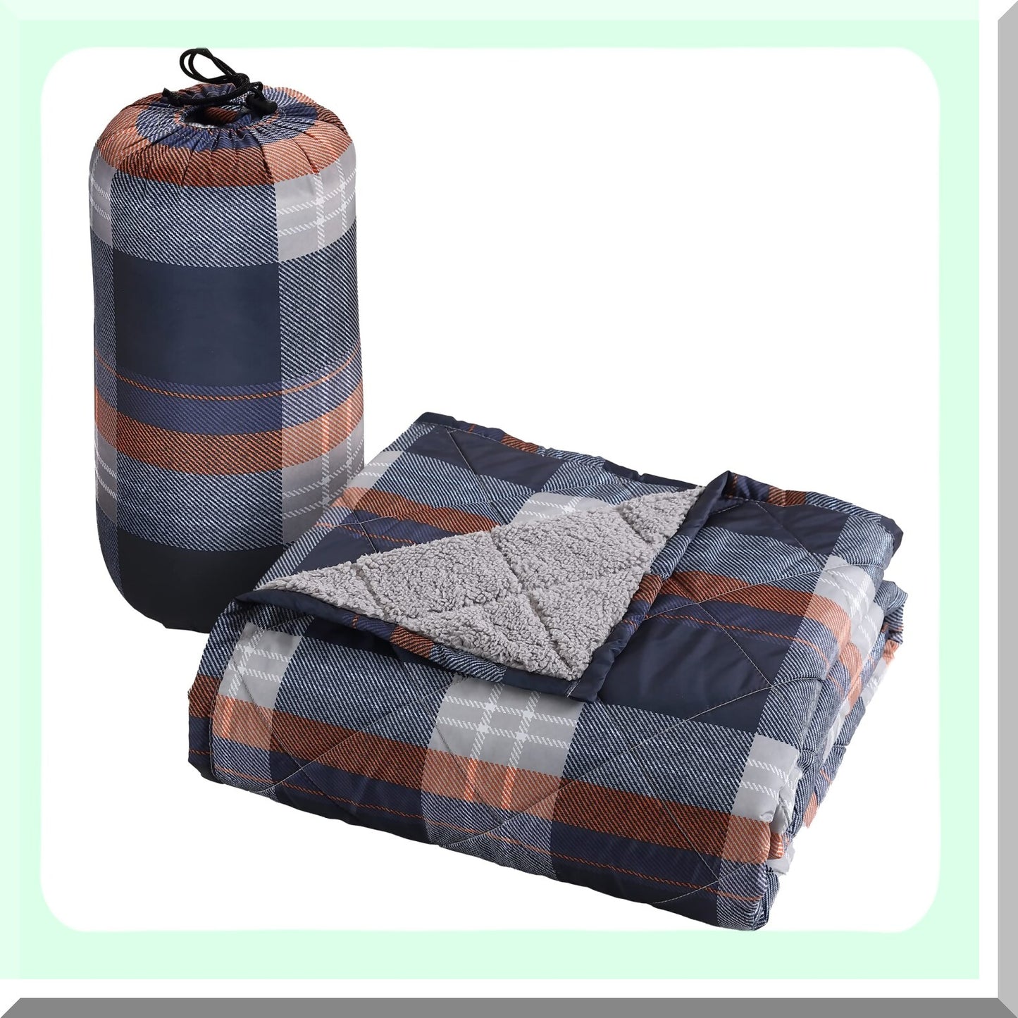 VersaCozy Reversible Water-Resistant Sherpa Throw Blanket 50x60 Inch, Navy