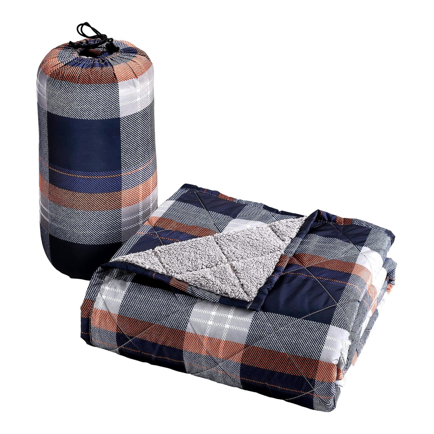 VersaCozy Reversible Water-Resistant Sherpa Throw Blanket 50x60 Inch, Navy