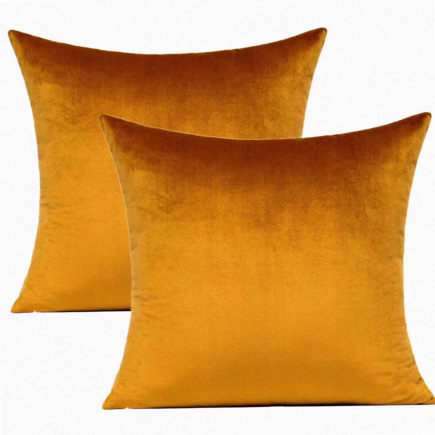 Golden Luxe Velvet Pillow Covers - Set of 2 | Decorative Brown Room Decor Cushion Cases for Couch, Patio, Sofa, Bedroom, Car | 18x18 Gold Decorations