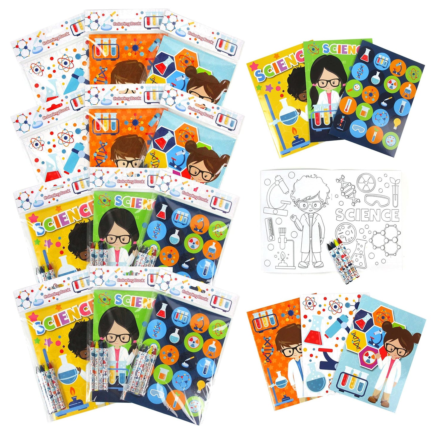Science Themed Coloring Book Set for Kids Party Favors