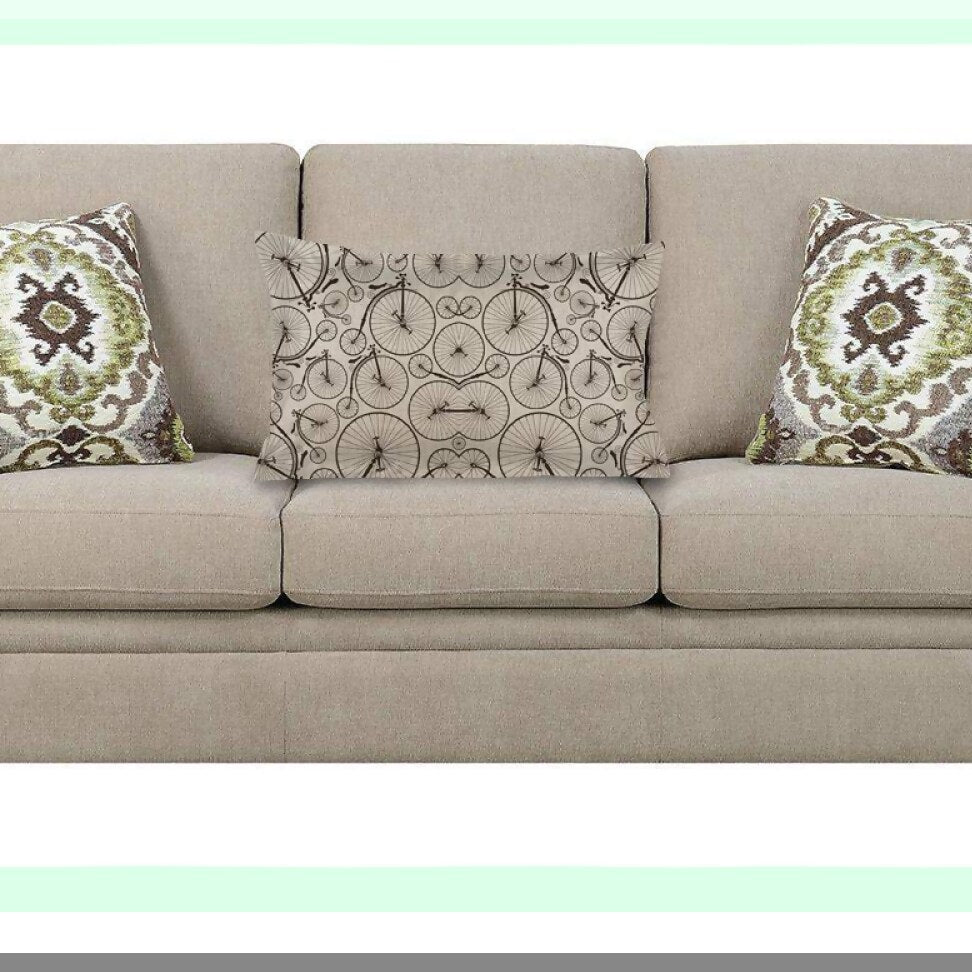 Retro Bicycle Pattern Linen Pillowcase - Vintage High Wheeler Decorative Throw Pillow Cover for Sofa and Bed Couch - 12"X20" Rectangular