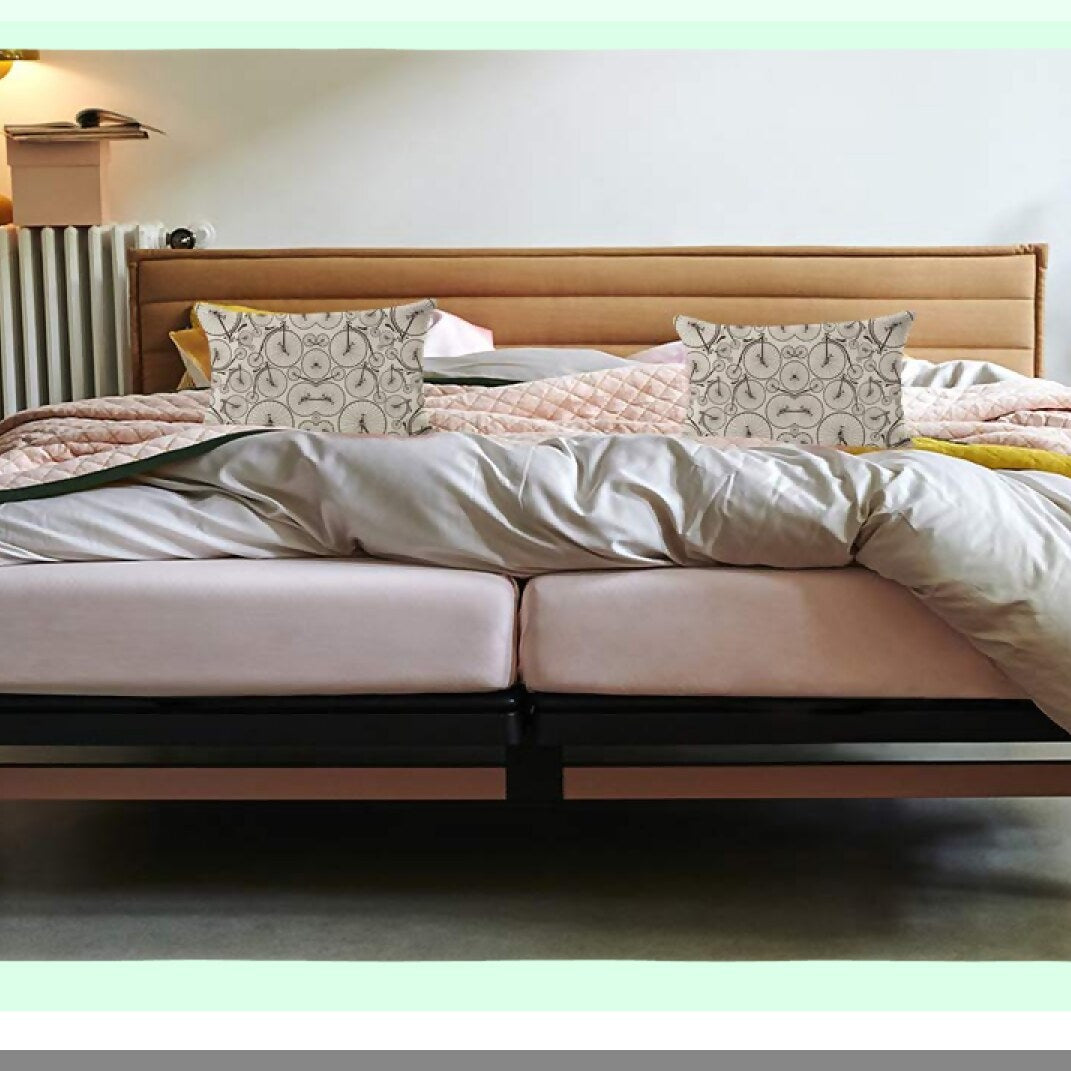 Retro Bicycle Pattern Linen Pillowcase - Vintage High Wheeler Decorative Throw Pillow Cover for Sofa and Bed Couch - 12"X20" Rectangular