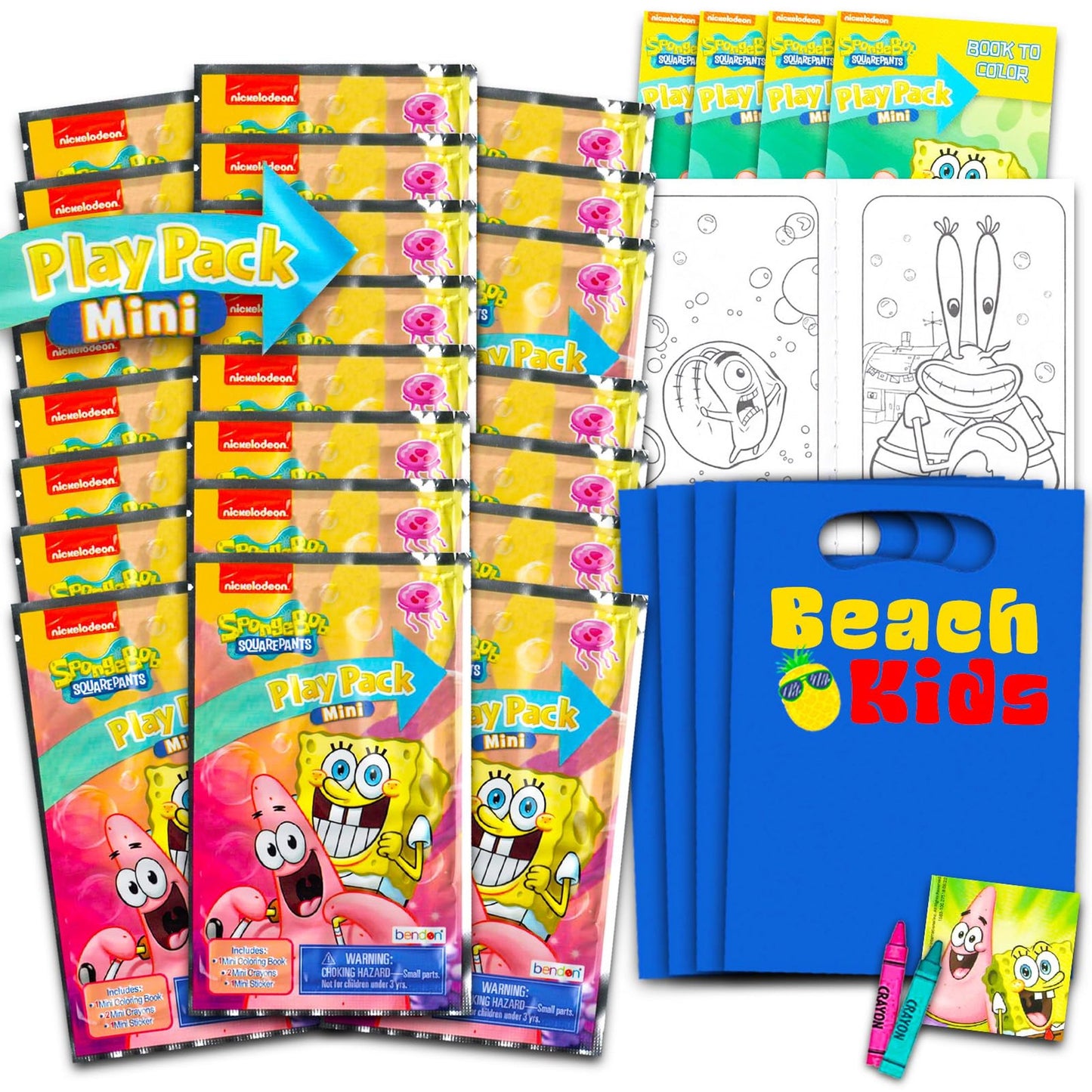 Spongebob Mini Party Pack - 24 Grab n Go Play Packs with Coloring Pages, Stickers & More! Perfect Spongebob Birthday Party Favors for Kids!