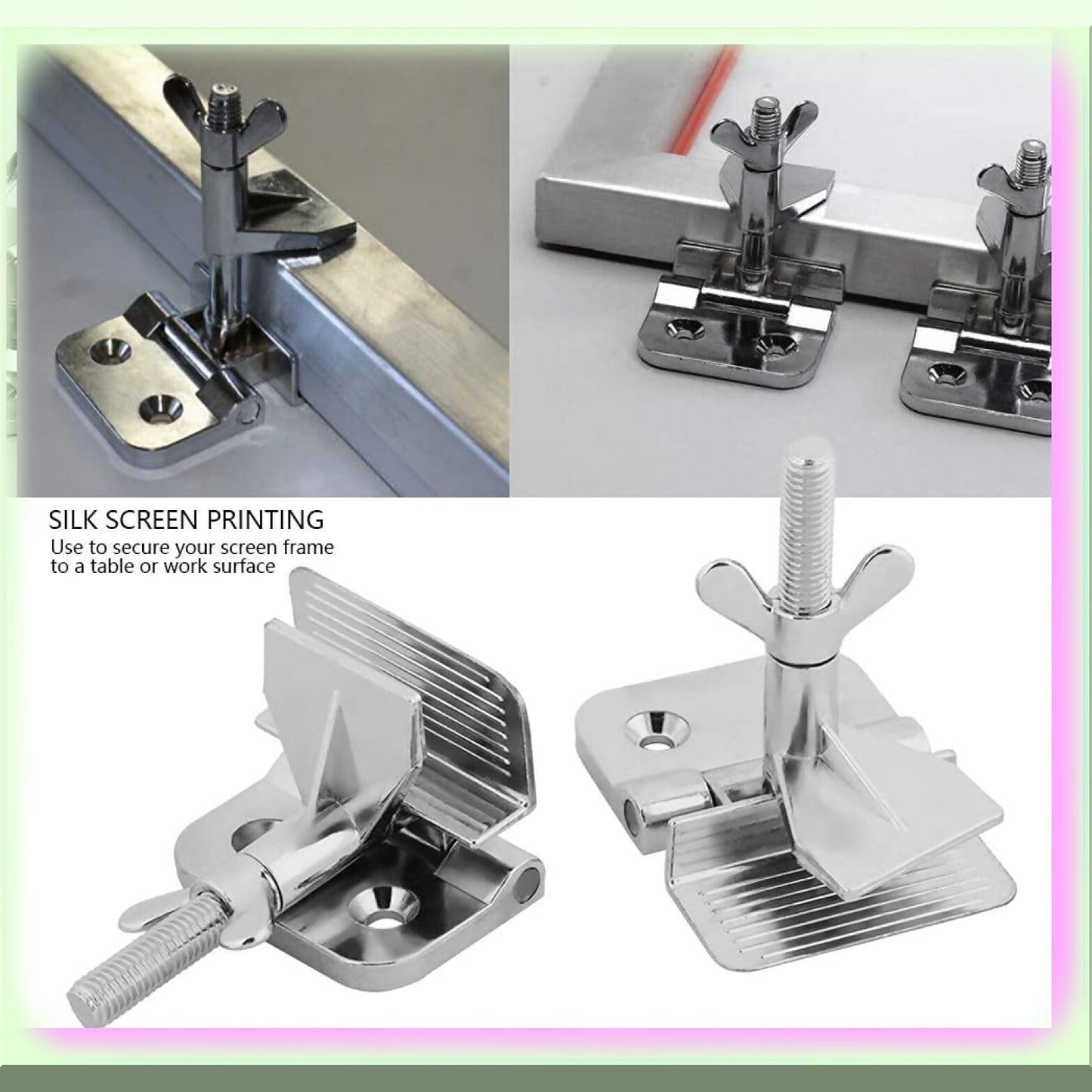 2Pcs Galvanized Alloy Screen Frame Hinge Clamps