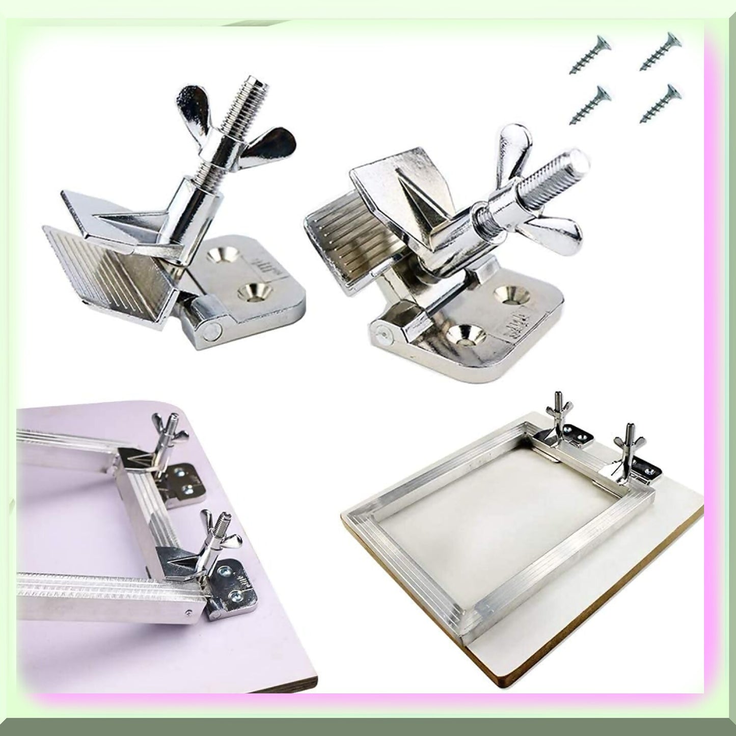 2Pcs Galvanized Alloy Screen Frame Hinge Clamps