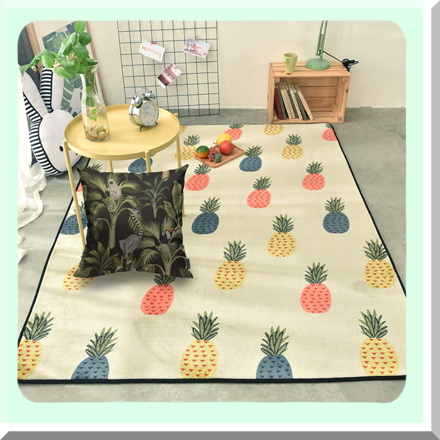 Tropical Paradise Decorative Pillow Cover - Palm Trees, Lemur, Sloth, Toucan & Bird Square Cushion Case for Home Bedroom Living Room - 18x18 Inch Floral Throw Pillow