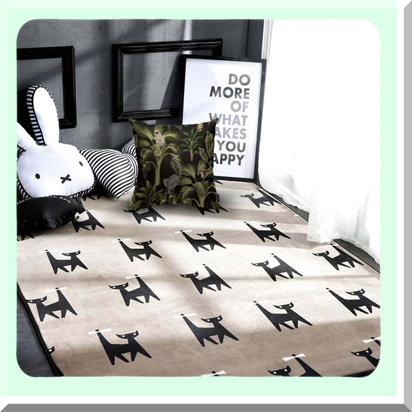 Tropical Paradise Decorative Pillow Cover - Palm Trees, Lemur, Sloth, Toucan & Bird Square Cushion Case for Home Bedroom Living Room - 18x18 Inch Floral Throw Pillow