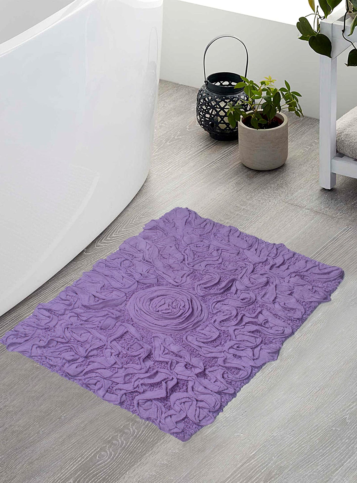 17"x24" Cotton Tufted Bath Rug Purple