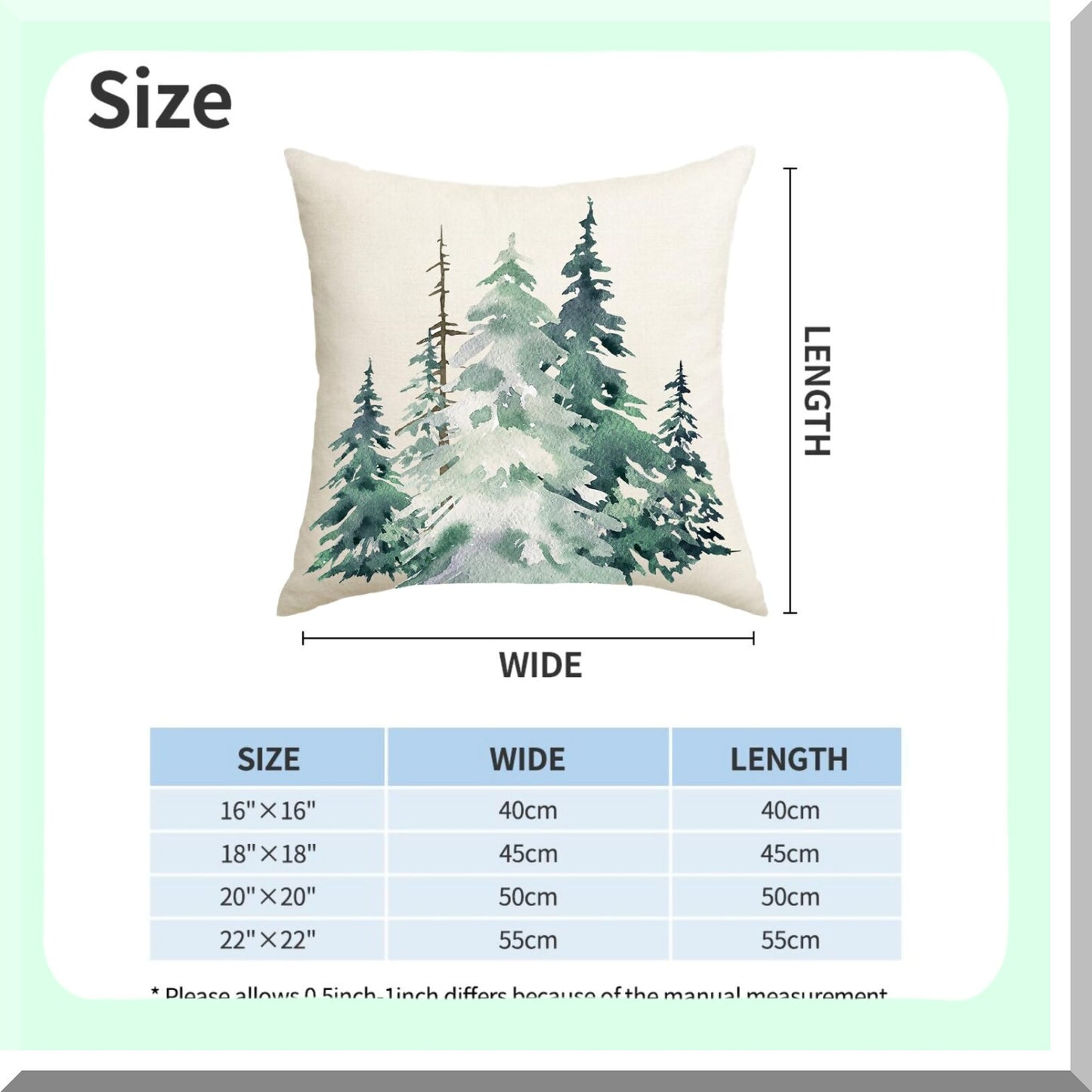 Nature's Seasons Tree Pillow Covers - Set of 2 | Dark Green Forest Decorative Cushion Cases 18x18 | Farmhouse Linen Outdoor Pillows for Couch & Bed | Winter & Summer Home Decor