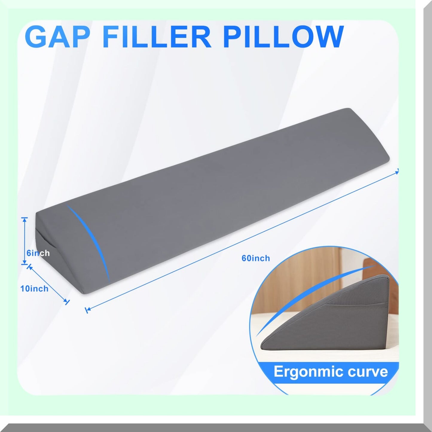 SleepWell GapGuard - Queen Size Bed Wedge Pillow & Mattress Wedge - Headboard Pillow to Fill The Gap - Bed Gap Filler for Better Sleep & Support