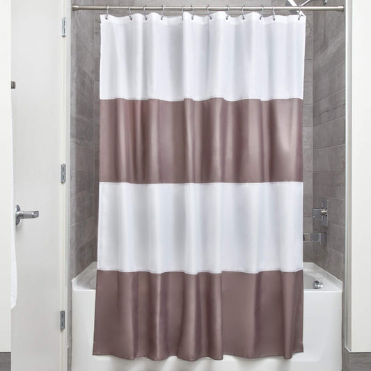 Water-Repellent Zeno Fabric Shower Curtain 72x72 Dark Taupe/White