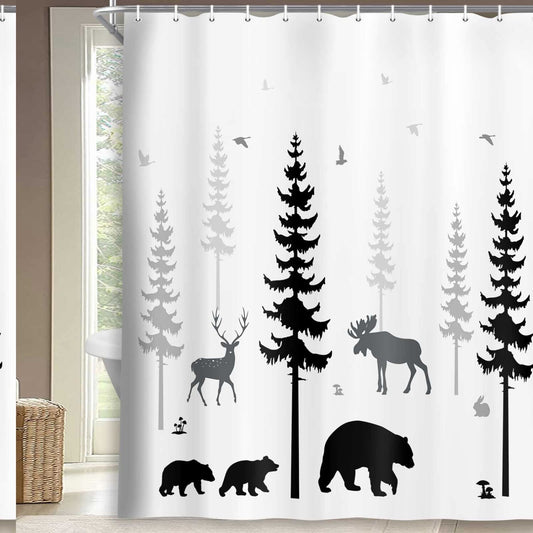 Woodland Moose Deer Shower Curtain 70x70 Inch