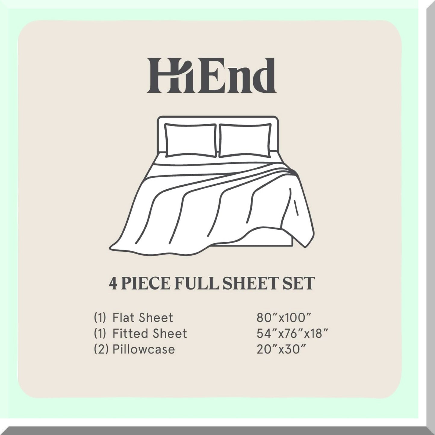Luxury Laurel 350 Thread Count Hotel Style Cotton Sheet Set - Full Size White with Light Blue Embroidery - 4 Piece Bedding Bundle - Soft & Breathable - Includes Flat Sheet, Fitted Sheet, 2 Pillowcase