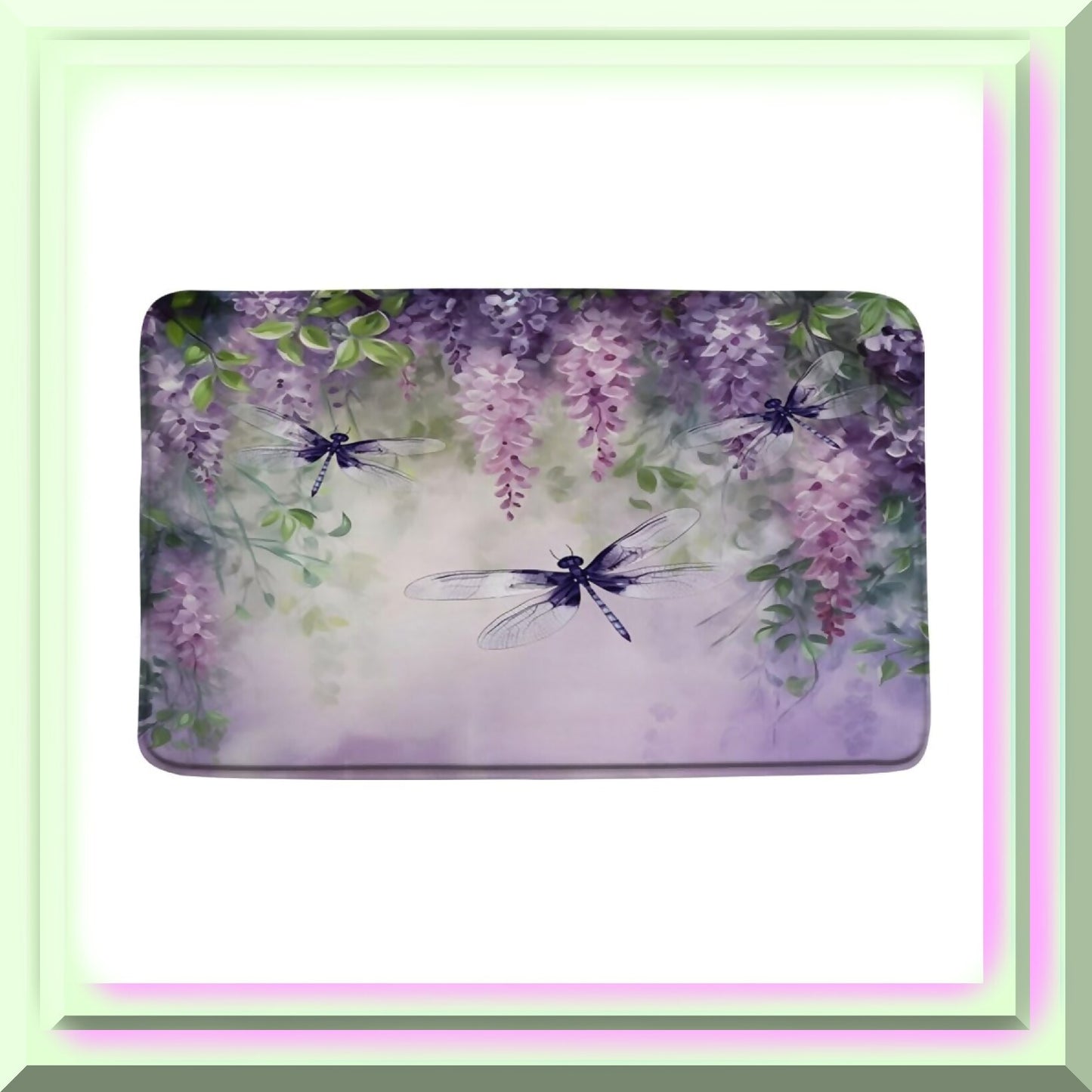 Purple Dragonfly Flower Bath Mat 17.8x29.5 Inches