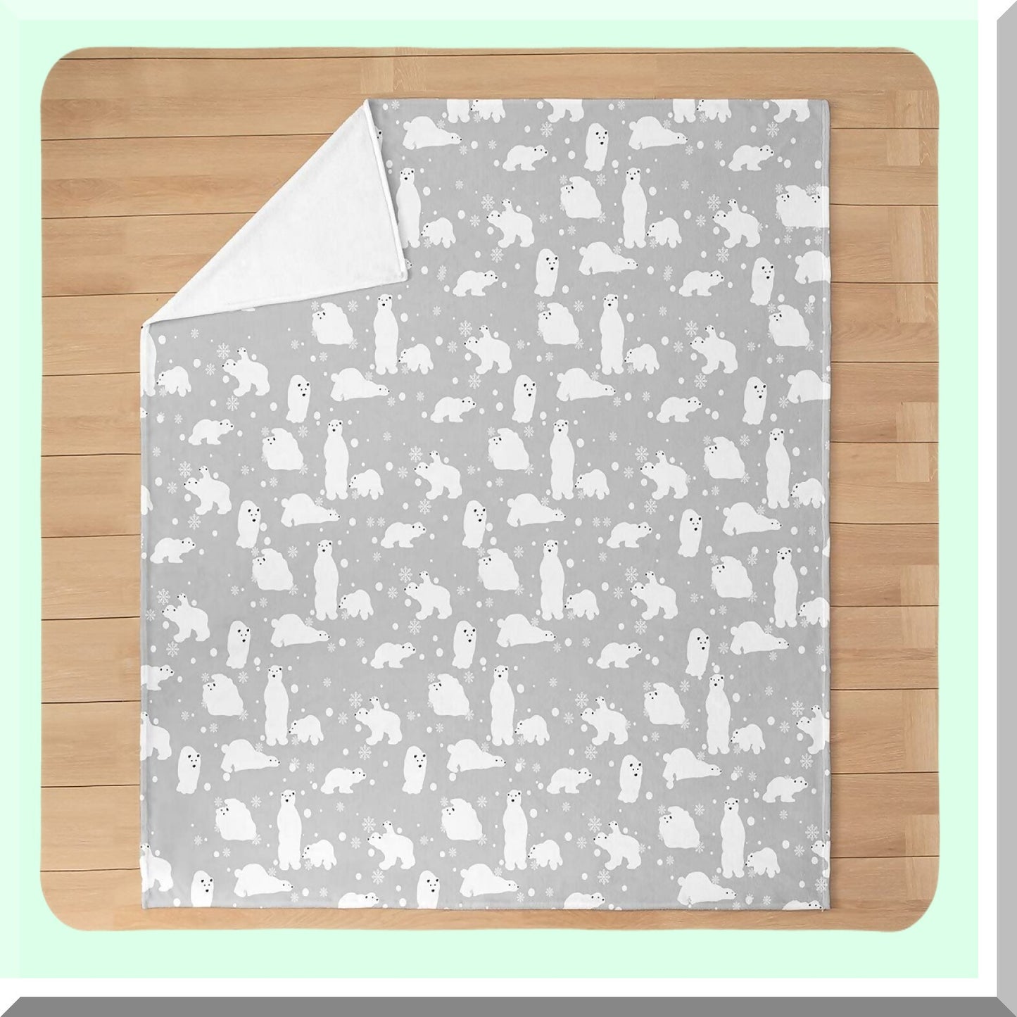 Arctic Snuggle: Cute Polar Bear Flannel Fleece Throw Blanket - Cozy Wildlife Decor for Bed, Sofa, or Couch - Snowflake Plush Blanket 50"x60""