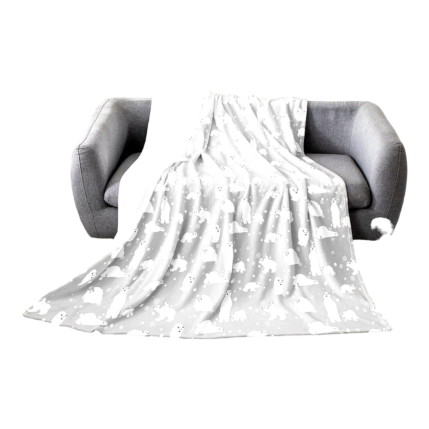 Arctic Snuggle: Cute Polar Bear Flannel Fleece Throw Blanket - Cozy Wildlife Decor for Bed, Sofa, or Couch - Snowflake Plush Blanket 50"x60""